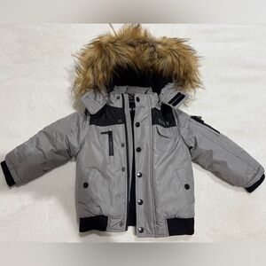 DKNY Gray Jacket with Fur Hood